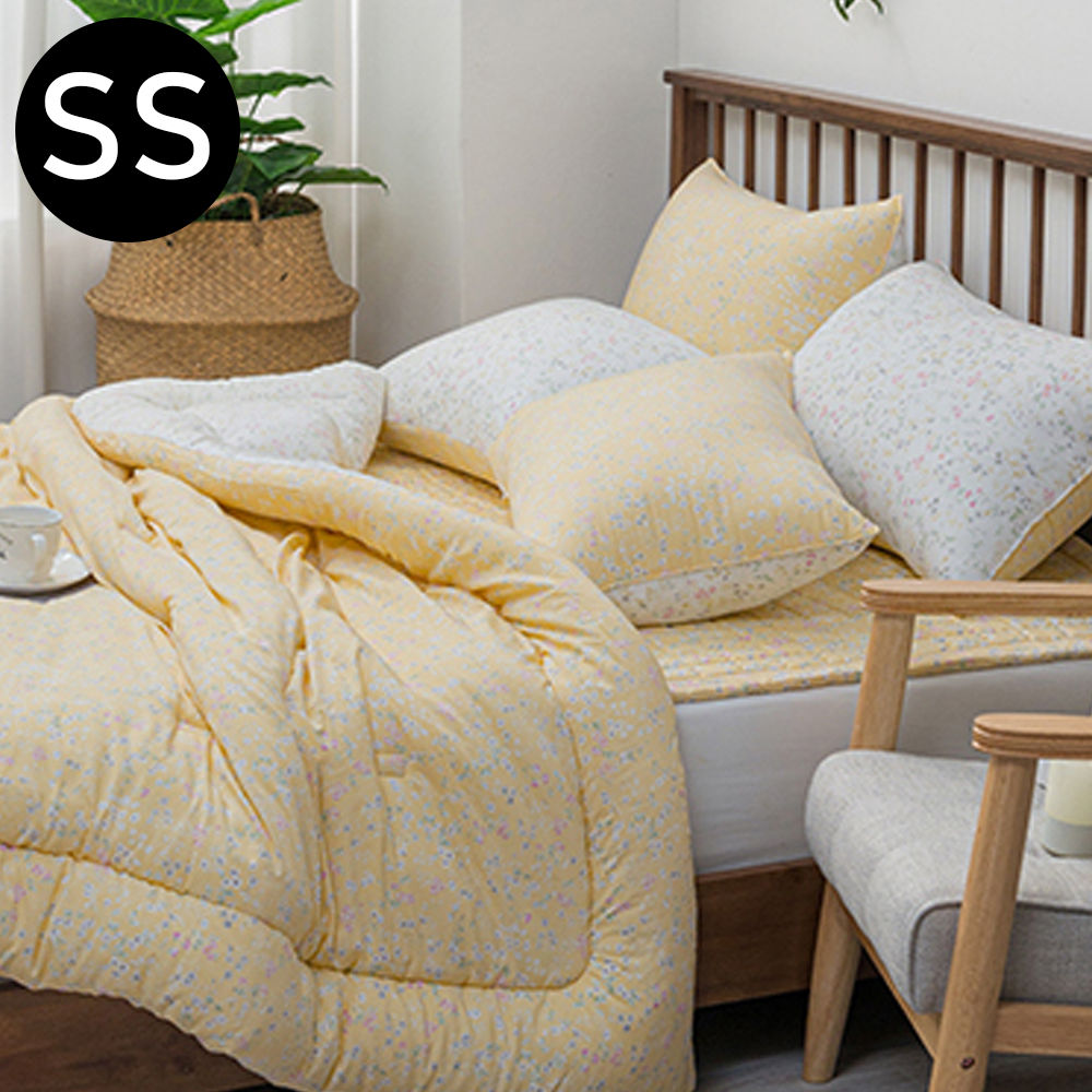 해피니 빈티지플라워 모달 차렵이불 패드세트 슈퍼싱글 SS (옐로우) (베개솜 별매)