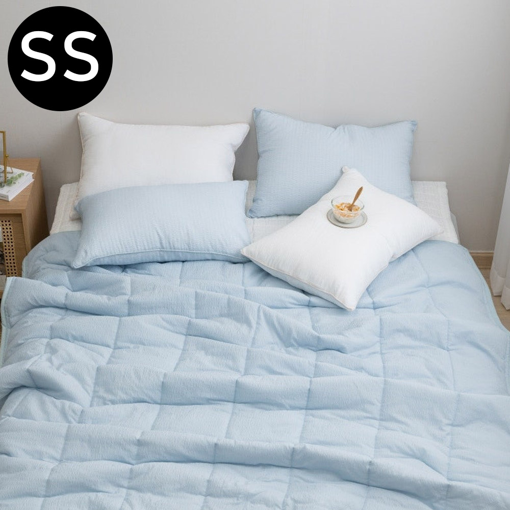 해피니 아이싱 스노우리플 여름 간절기 이불 베개커버세트 슈퍼싱글 SS (블루) (베개솜 별매)