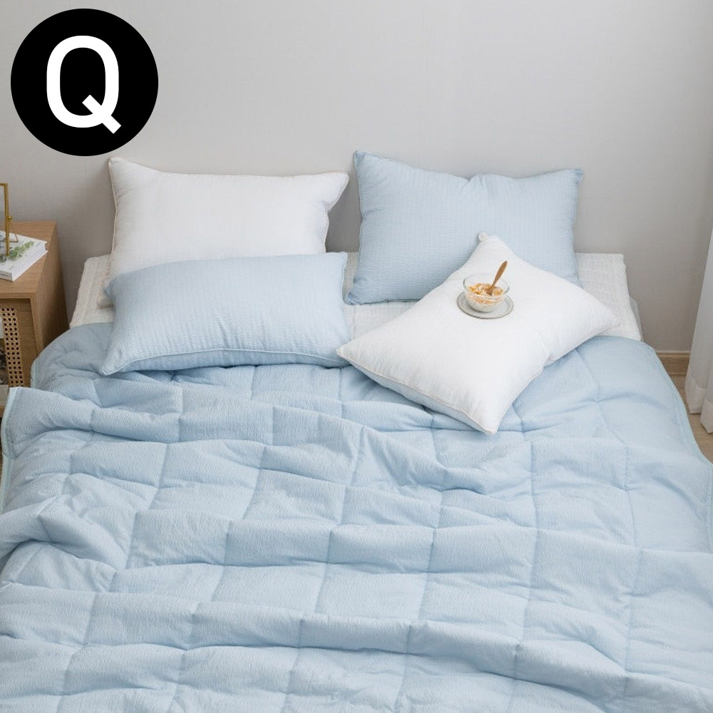 해피니 아이싱 스노우리플 여름 간절기 이불 베개커버세트 퀸 Q (블루) (베개솜 별매)