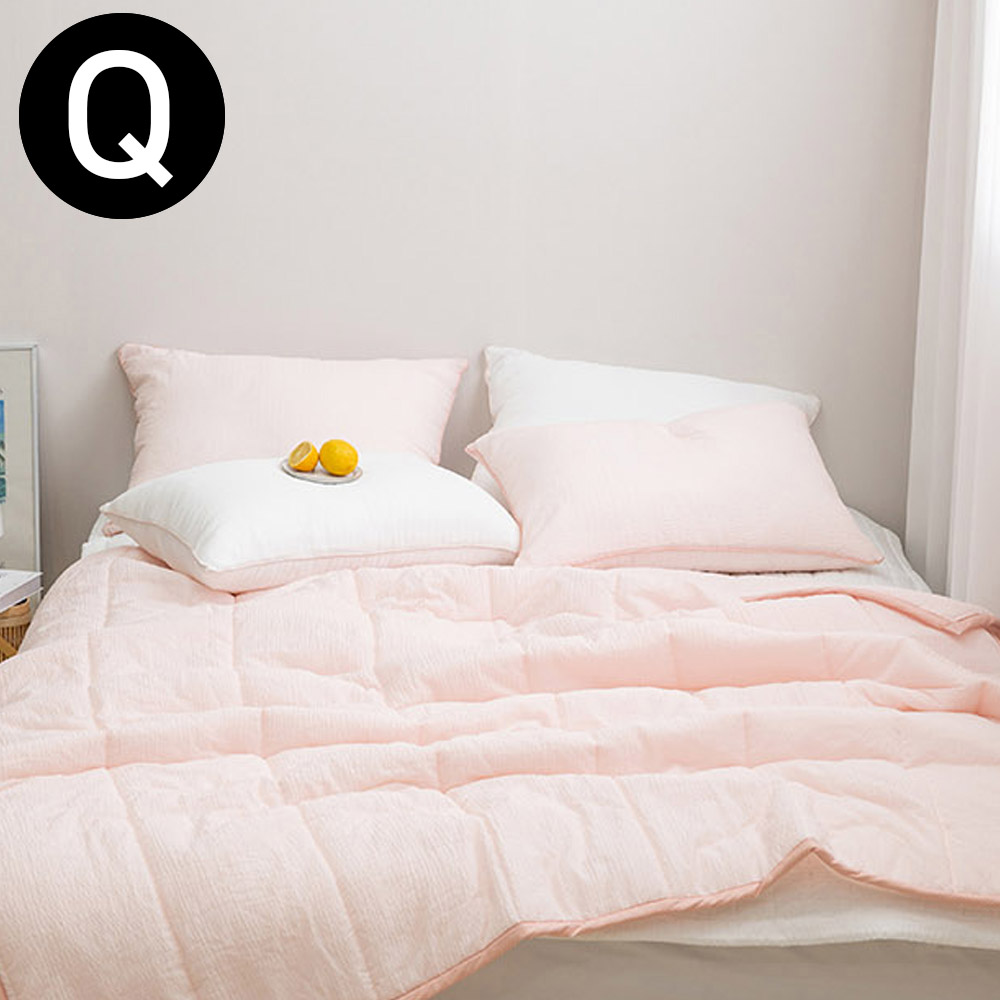 해피니 아이싱 스노우리플 여름 간절기 이불 베개커버세트 퀸 Q (핑크) (베개솜 별매)