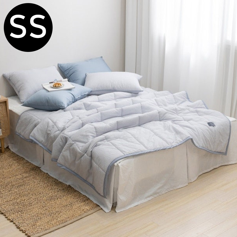 해피니 아이싱 스노우리플 여름 간절기 이불 패드세트 슈퍼싱글 SS (이불 그레이.이불 패드 화이트) (베개솜 별매)