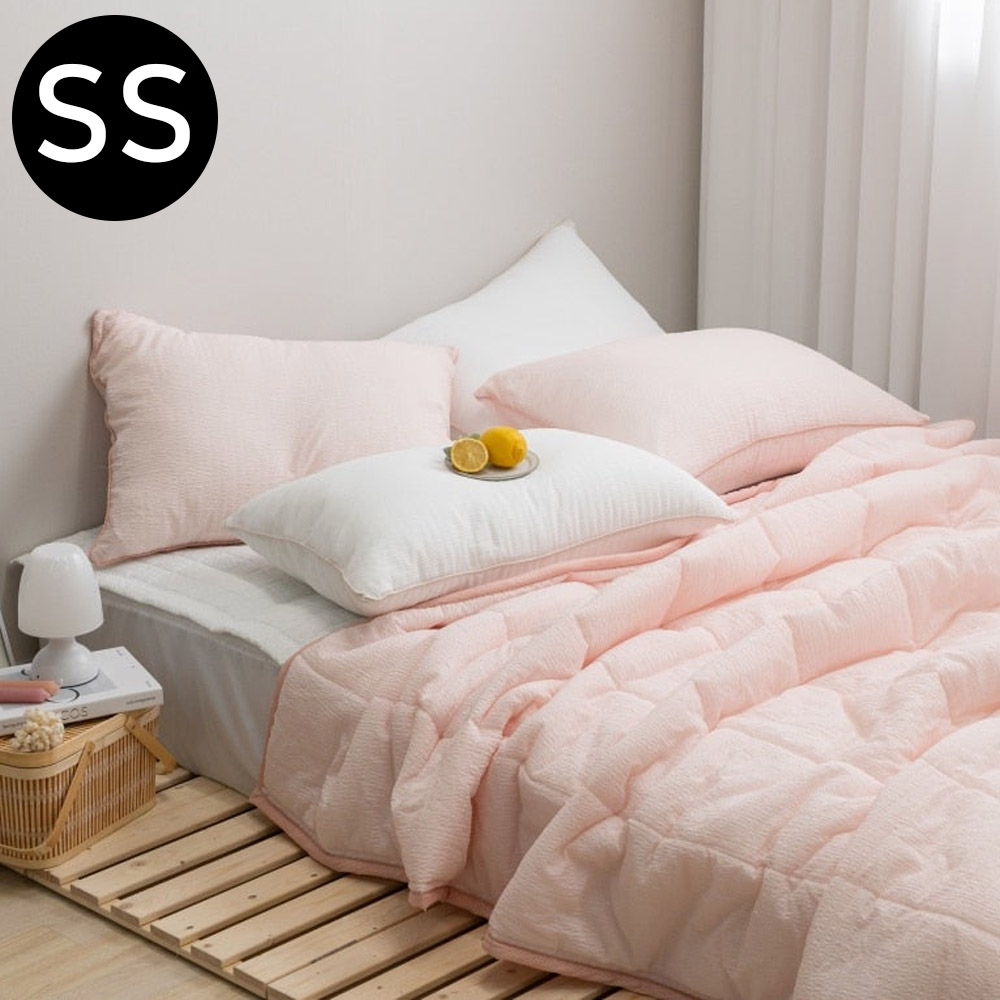 해피니 아이싱 스노우리플 여름 간절기 이불 패드세트 슈퍼싱글 SS (이불 핑크.이불 패드 화이트) (베개솜 별매)