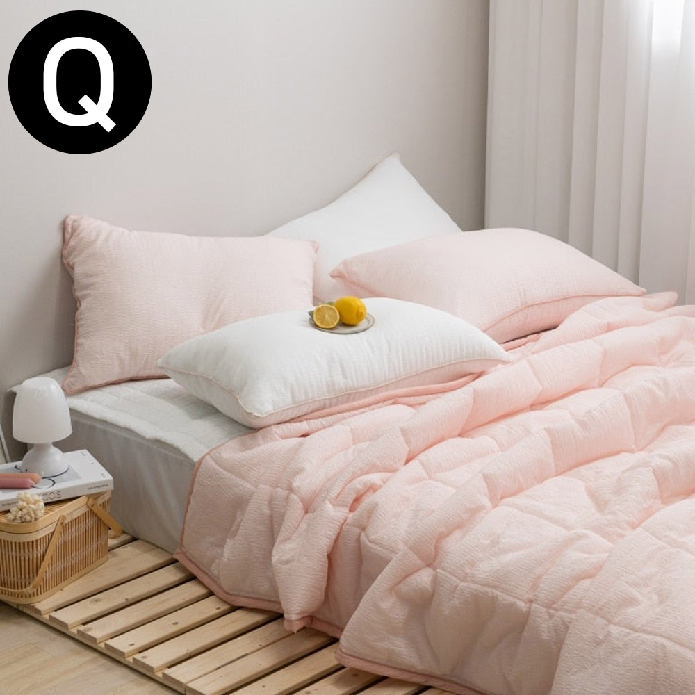 해피니 아이싱 스노우리플 여름 간절기 이불 패드세트 퀸 Q (이불 핑크.이불 패드 화이트) (베개솜 별매)
