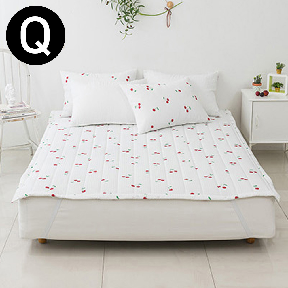 해피니 체리 시어서커 여름 밴딩패드 퀸 Q (화이트)