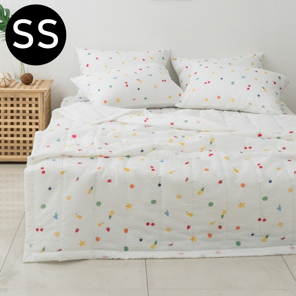 해피니 파인애플 여름 간절기 이불 베개커버세트 슈퍼싱글 SS (화이트) (베개솜 별매)