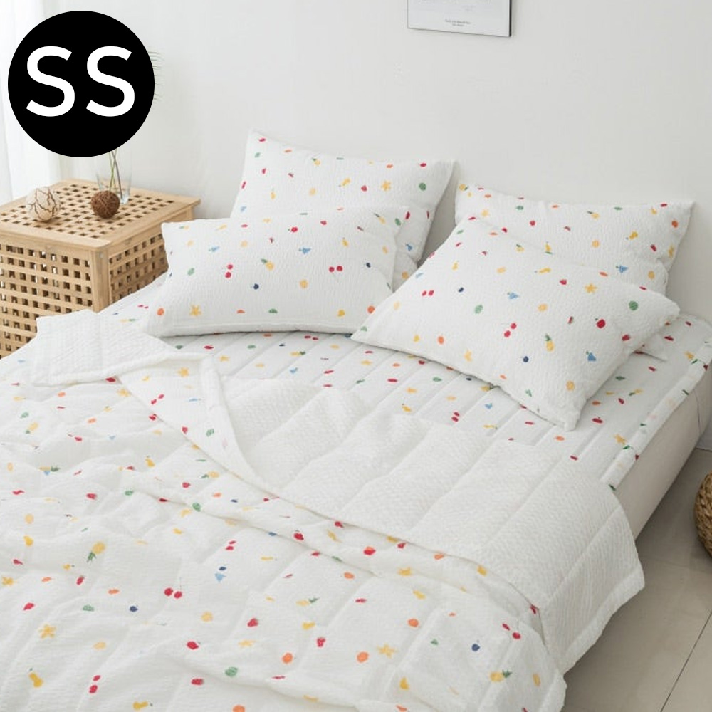 해피니 파인애플 여름 간절기 이불 패드세트 슈퍼싱글 SS (화이트) (베개솜 별매)