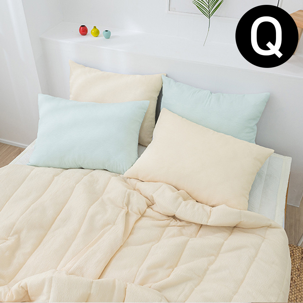 해피니 파르페 리플 순면 여름 이불 패드세트 퀸 Q (패드 크림.이불 레몬)
