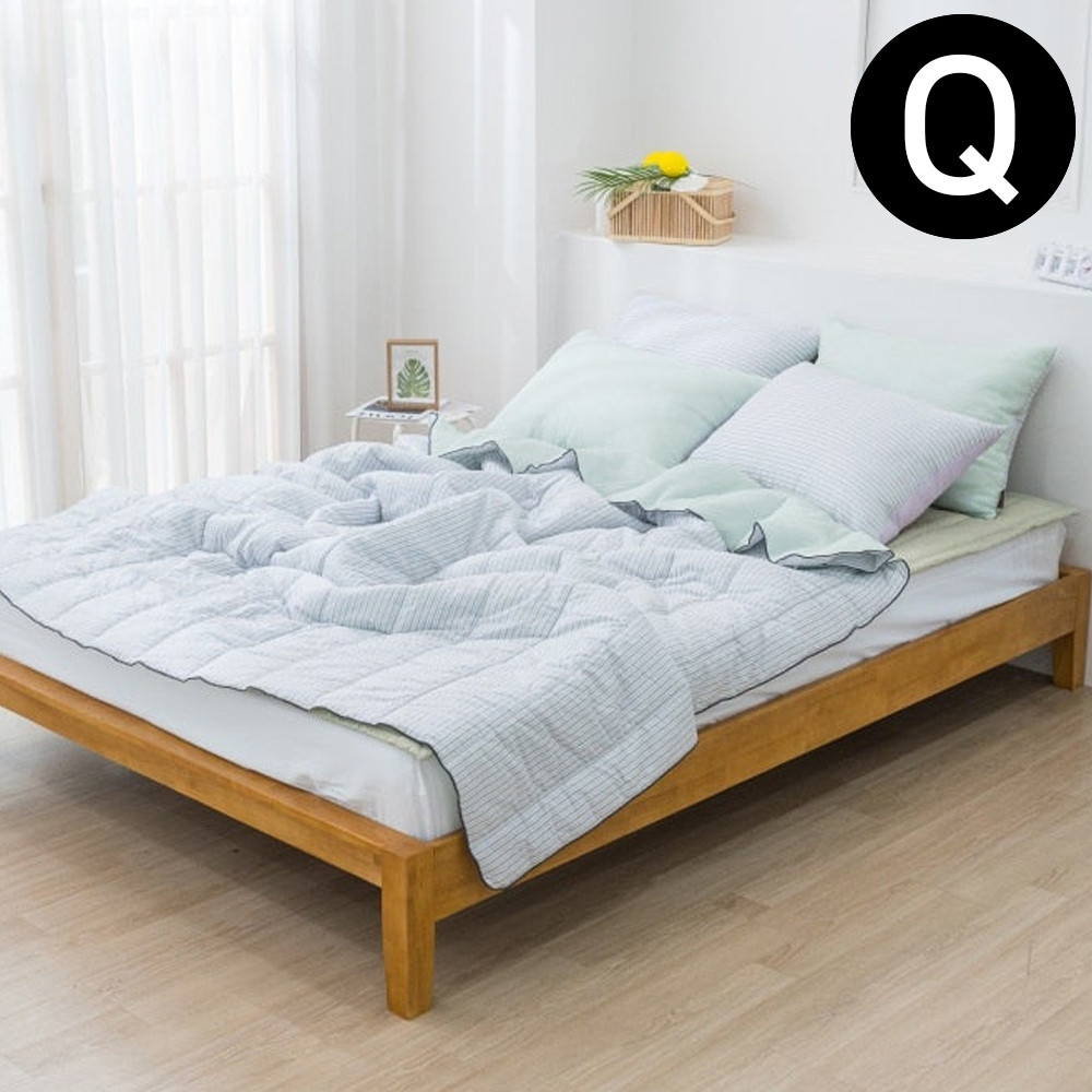 해피니 파르페 리플 순면 여름 이불 패드세트 퀸 Q (패드 카키.이불 멜론)