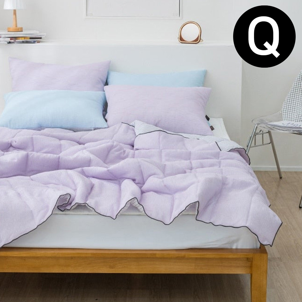 해피니 파르페 리플 순면 여름 이불 패드세트 퀸 Q (패드 화이트.이불 블루베리)