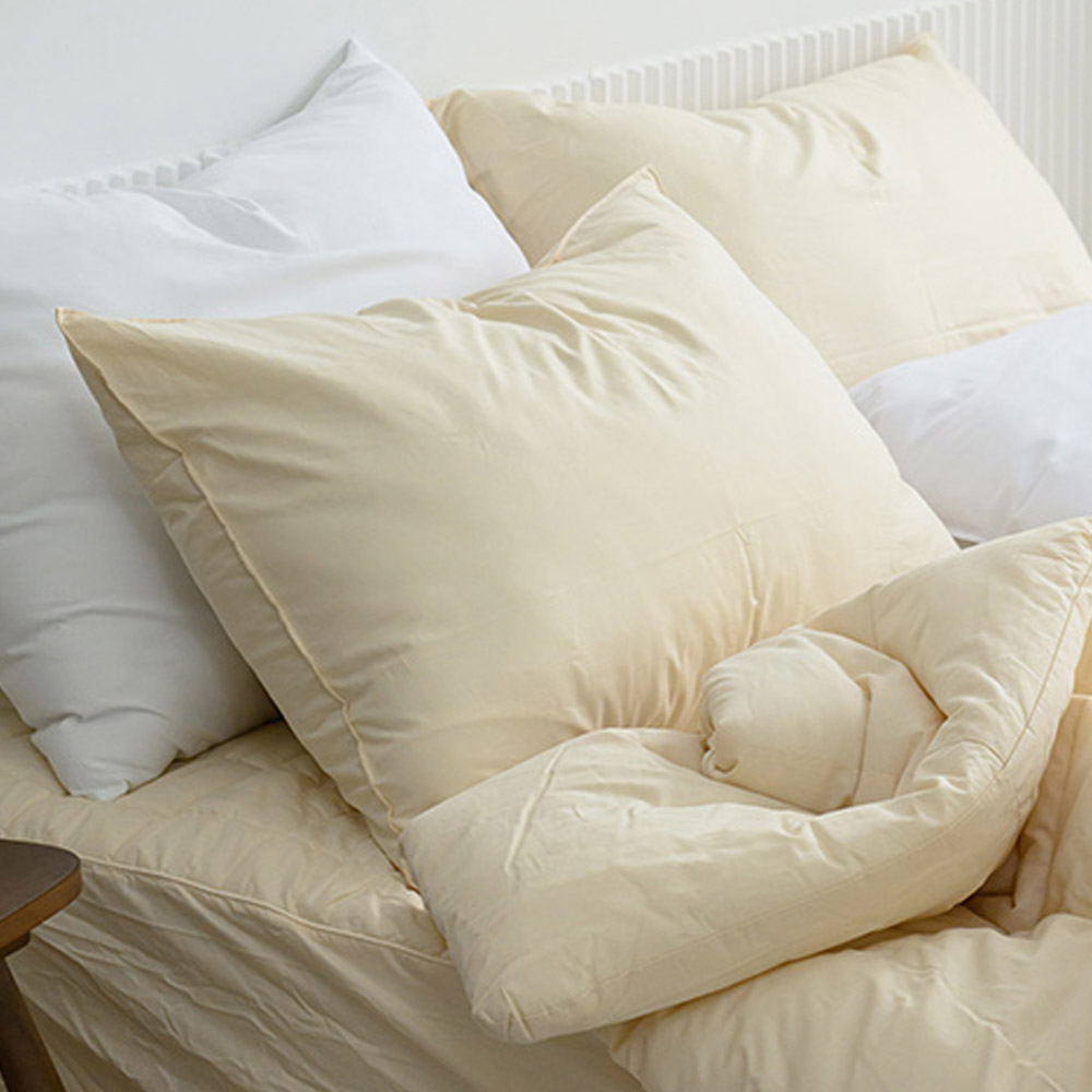 해피니 베개커버 샤이니 40수 순면 베개 50x70 (베이지) (베개솜 별매)