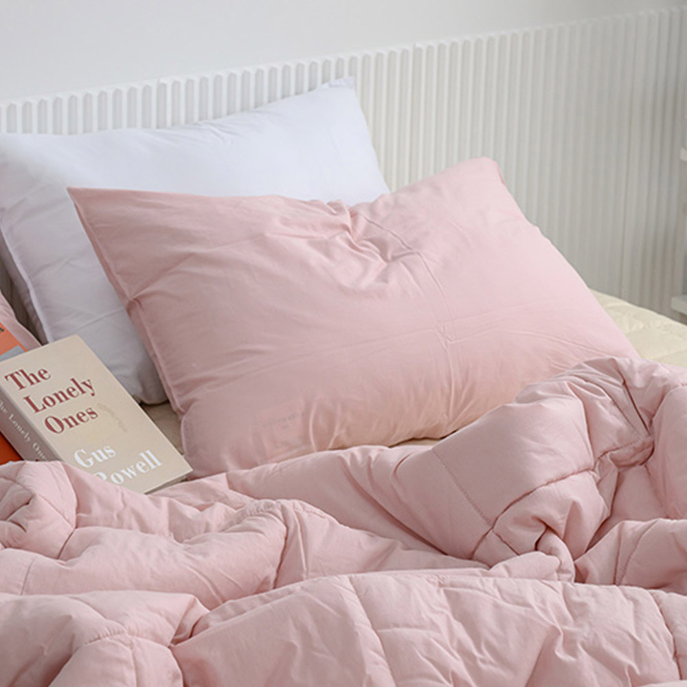 해피니 베개커버 샤이니 40수 순면 베개 50x70 (핑크베이지) (베개솜 별매)