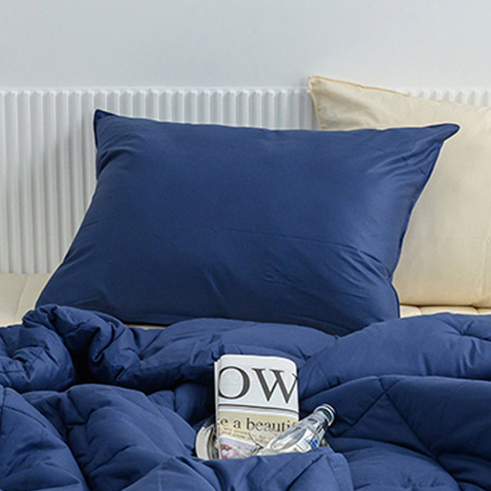해피니 베개커버 샤이니 40수 순면 베개 50x70 (네이비) (베개솜 별매)