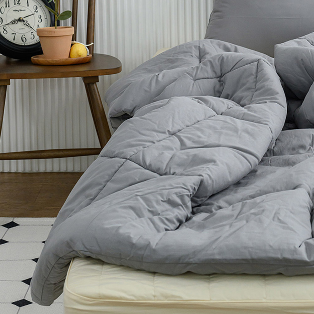 해피니 이불 샤이니 40수 순면 차렵이불 퀸 Q (그레이)