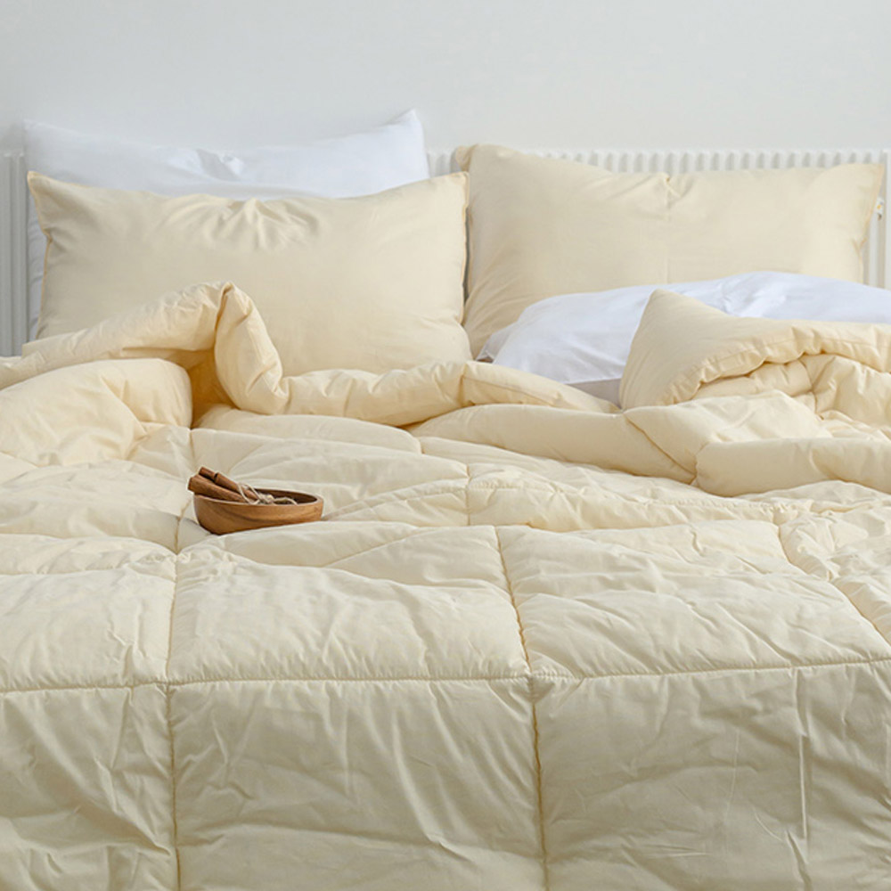 해피니 이불베개세트 샤이니 40수 순면 차렵이불 베개커버 세트 퀸 Q (베이지) (베개솜 별매)