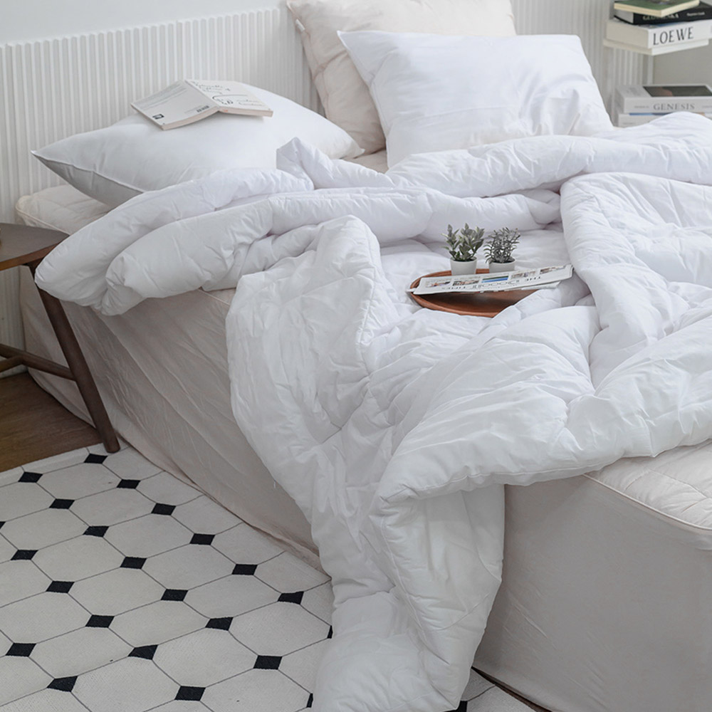 해피니 이불패드세트 샤이니 40수 순면 차렵이불 패드세트 퀸 Q (화이트)