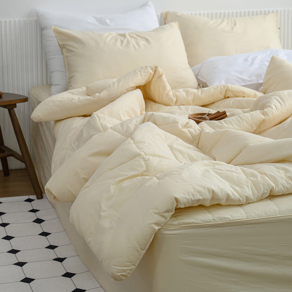 해피니 이불패드세트 샤이니 40수 순면 차렵이불 패드세트 퀸 Q (베이지)