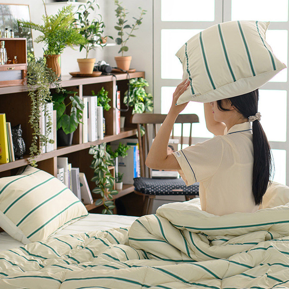 해피니 이불베개세트 레트로 시리즈 M2 차렵이불 베개커버 세트 퀸 Q (그린) (베개솜 별매)