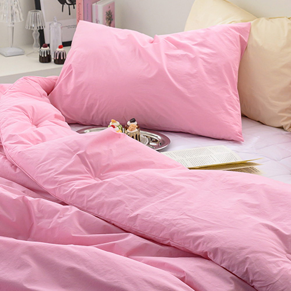 해피니 이불베개세트 here호텔 고밀도 60수 이불 베개커버 세트 슈퍼싱글 SS (핑크) (베개솜 별매)