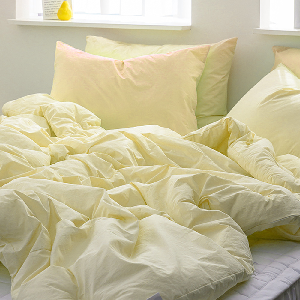 해피니 이불베개세트 here호텔 고밀도 60수 이불 베개커버 세트 슈퍼싱글 SS (옐로우) (베개솜 별매)