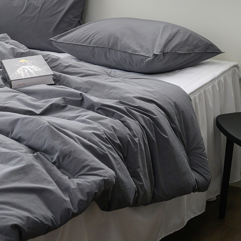 해피니 이불베개세트 here호텔 고밀도 60수 이불 베개커버 세트 슈퍼싱글 SS (차콜) (베개솜 별매)