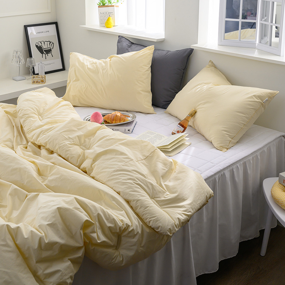 해피니 이불베개세트 here호텔 고밀도 60수 이불 베개커버 세트 퀸 Q (옐로우) (베개솜 별매)