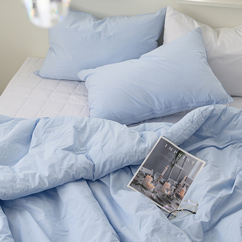 해피니 이불패드세트 here호텔 고밀도 60수 차렵이불 슈퍼싱글 SS (블루) (패드 샤이니화이트)