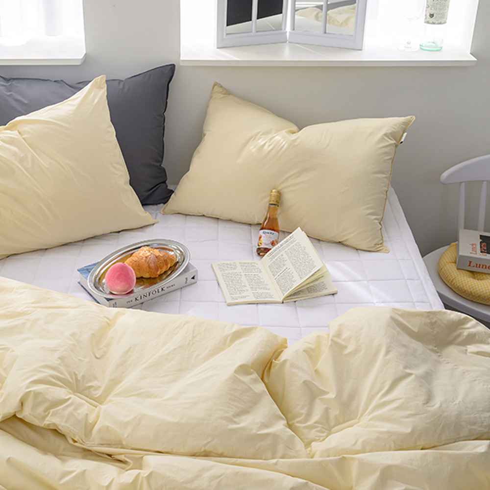 해피니 이불패드세트 here호텔 고밀도 60수 차렵이불 슈퍼싱글 SS (옐로우) (패드 샤이니화이트)