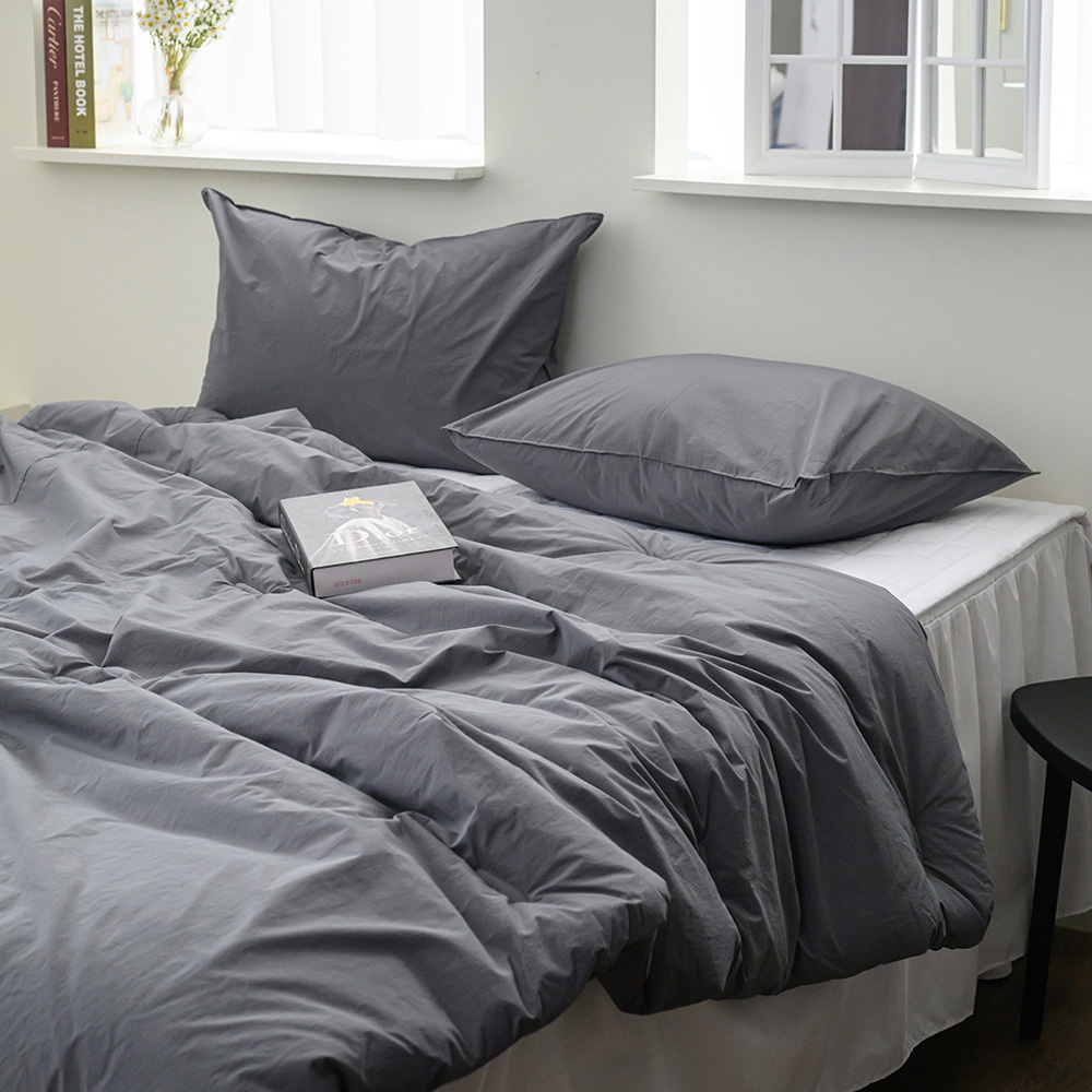 해피니 이불패드세트 here호텔 고밀도 60수 차렵이불 슈퍼싱글 SS (차콜) (패드 샤이니화이트)