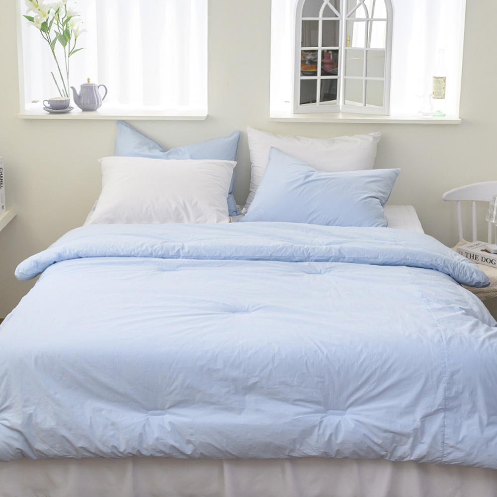 해피니 이불패드세트 here호텔 고밀도 60수 차렵이불 퀸 Q (블루) (패드 샤이니화이트)