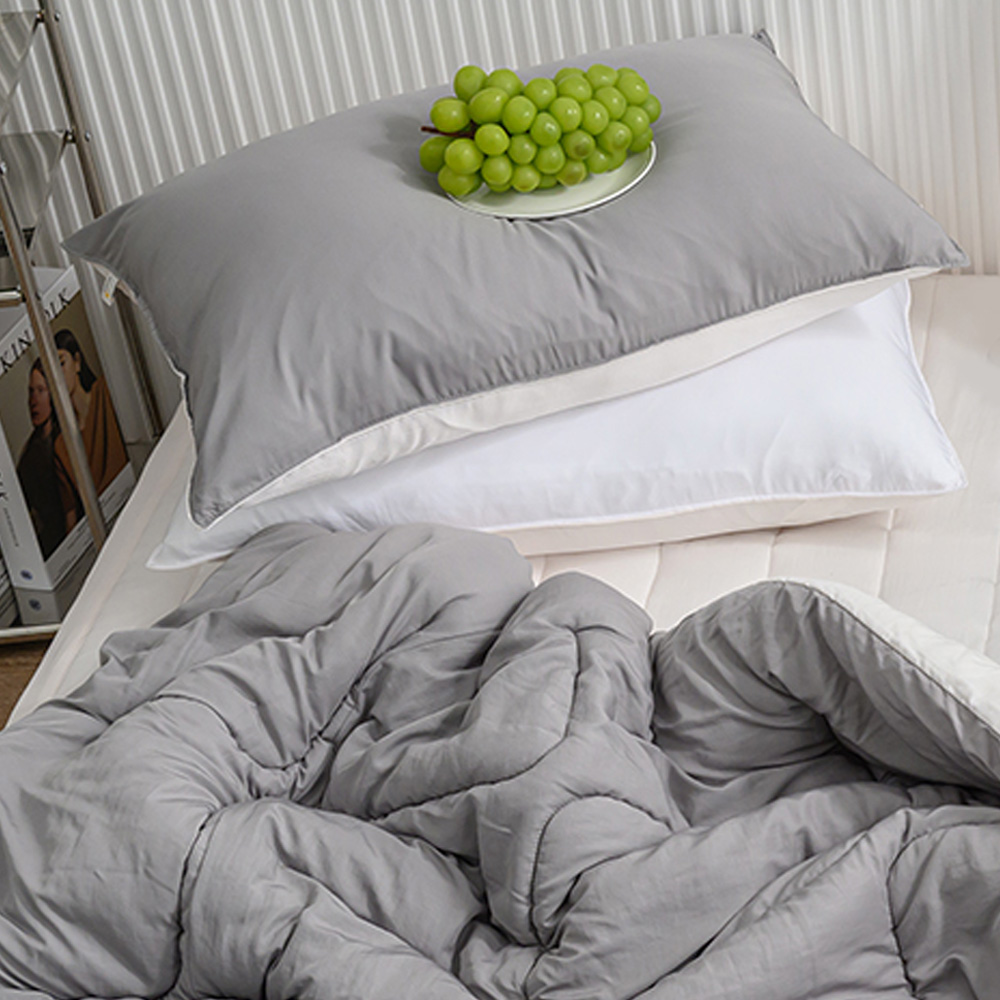 해피니 이불베개세트 클린 마이크로 모달 차렵이불 베개커버 세트 슈퍼싱글 SS (그레이) (베개솜 별매)