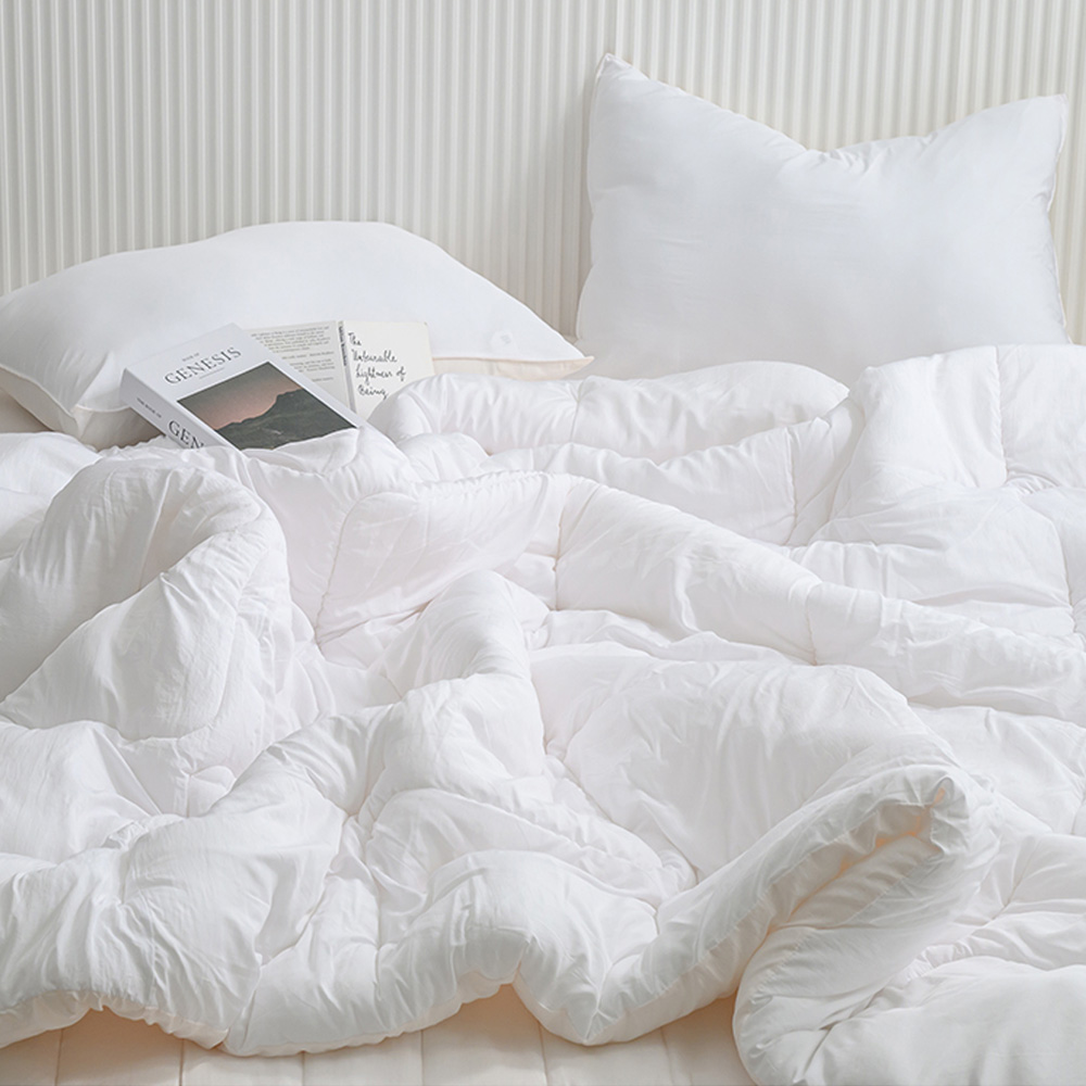 해피니 이불베개세트 클린 마이크로 모달 차렵이불 베개커버 세트 퀸 Q (화이트) (베개솜 별매)