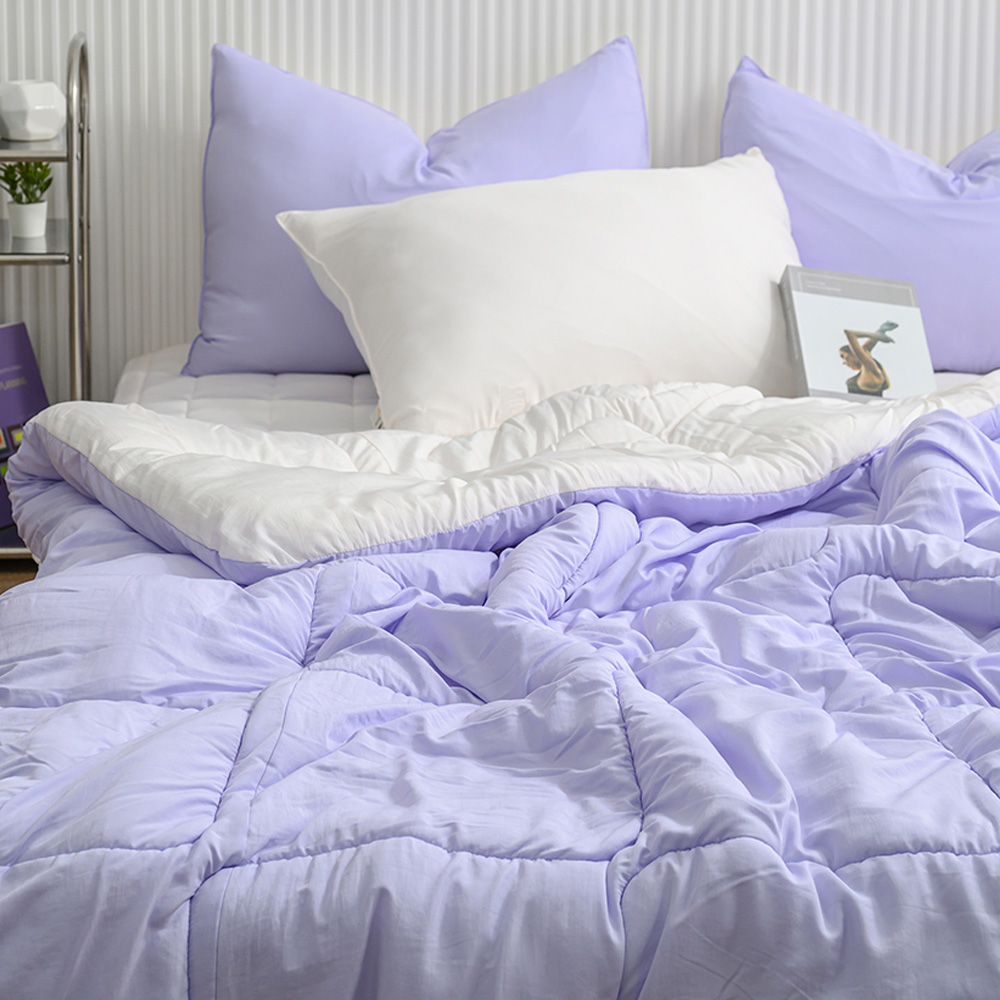 해피니 이불베개세트 클린 마이크로 모달 차렵이불 베개커버 세트 퀸 Q (바이올렛) (베개솜 별매)