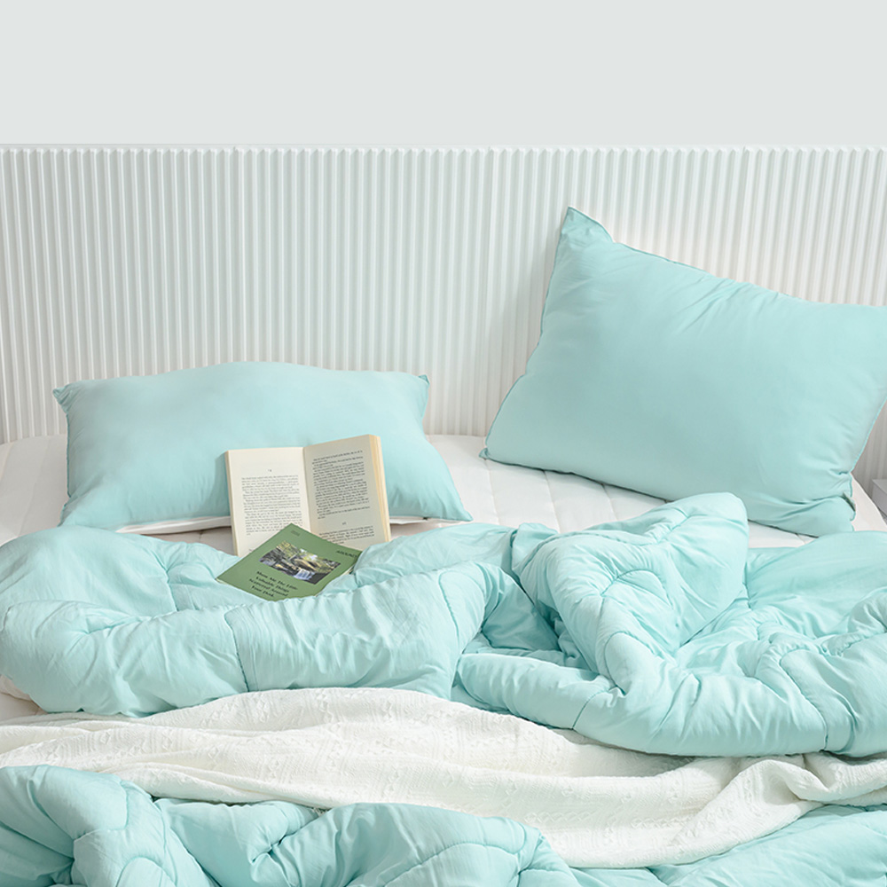 해피니 이불베개세트 클린 마이크로 모달 차렵이불 베개커버 세트 퀸 Q (민트) (베개솜 별매)