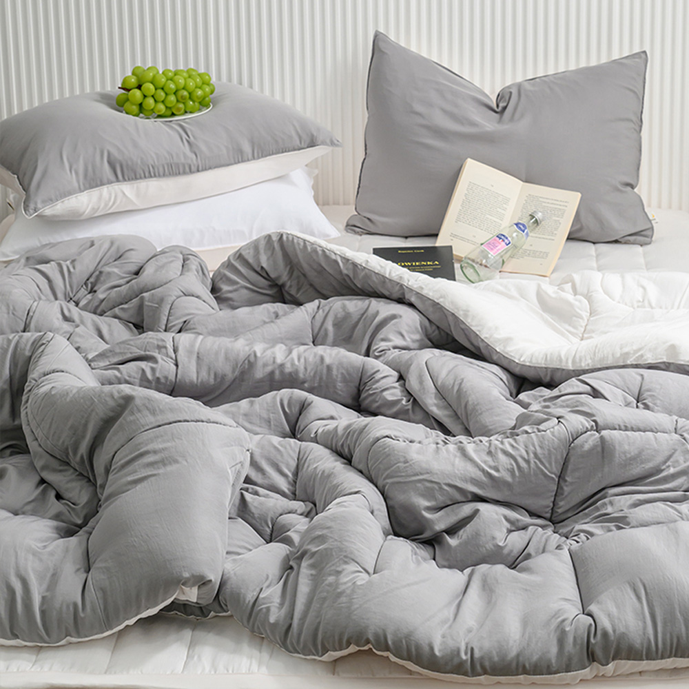 해피니 이불베개세트 클린 마이크로 모달 차렵이불 베개커버 세트 퀸 Q (그레이) (베개솜 별매)