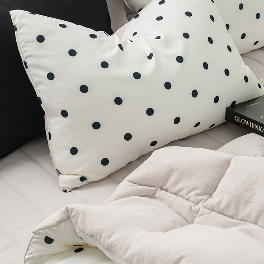 해피니 베개커버 도트 세미마이크로 베개 50x70 (베이지) (베개솜 별매)