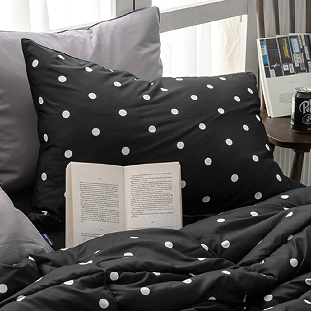 해피니 베개커버 도트 세미마이크로 베개 50x70 (블랙) (베개솜 별매)