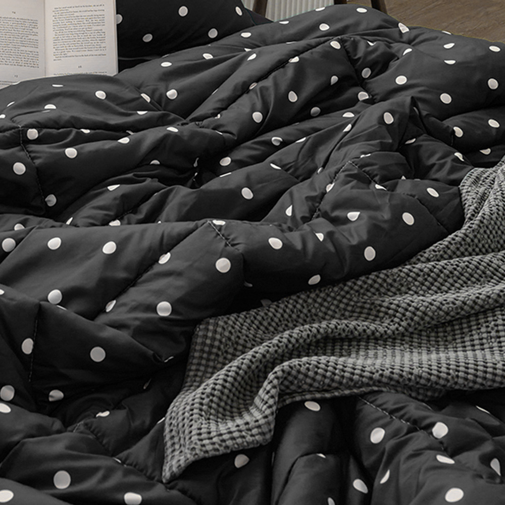 해피니 이불 도트 세미마이크로 차렵이불 퀸 Q (블랙)