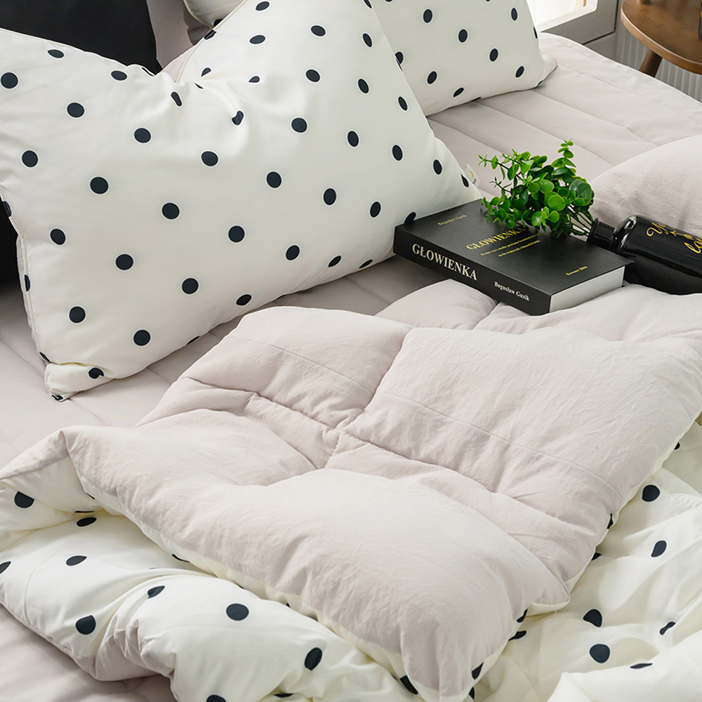 해피니 이불패드세트 도트 세미마이크로 차렵이불 퀸 Q (베이지) 브로이 패드 (베이지)