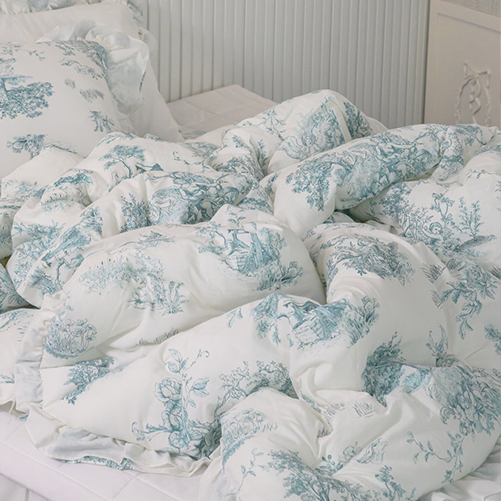 해피니 이불 디오레 30수 광목 겹프릴 차렵이불 슈퍼싱글 SS (민트)