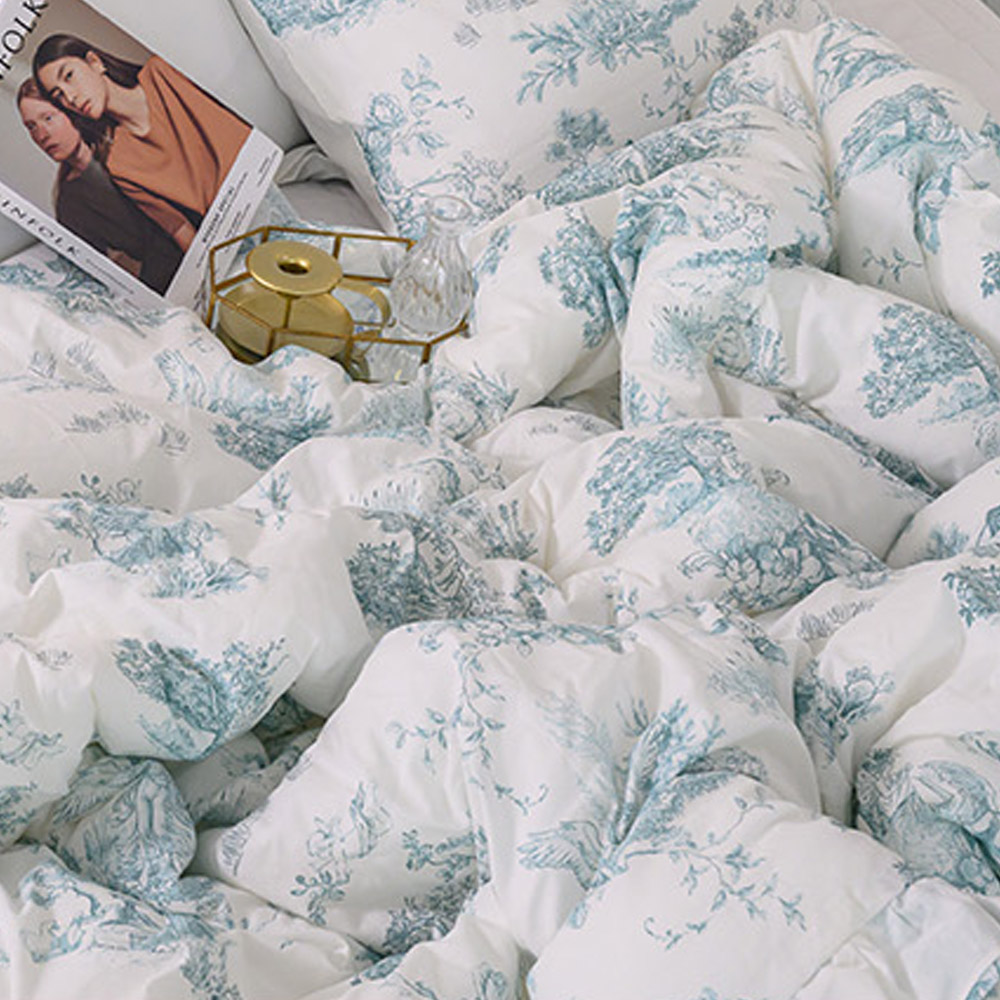 해피니 이불 디오레 30수 광목 겹프릴 차렵이불 퀸 Q (민트)