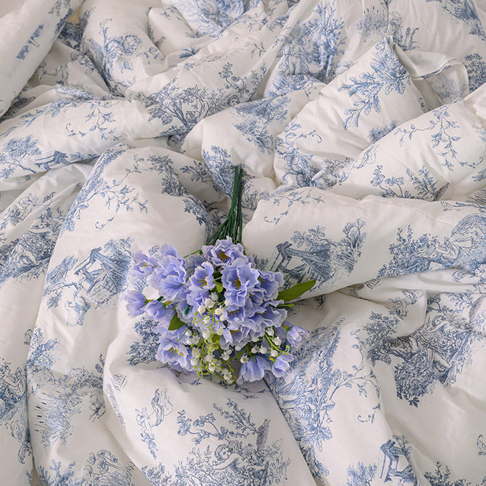 해피니 이불 디오레 30수 광목 겹프릴 차렵이불 퀸 Q (블루)