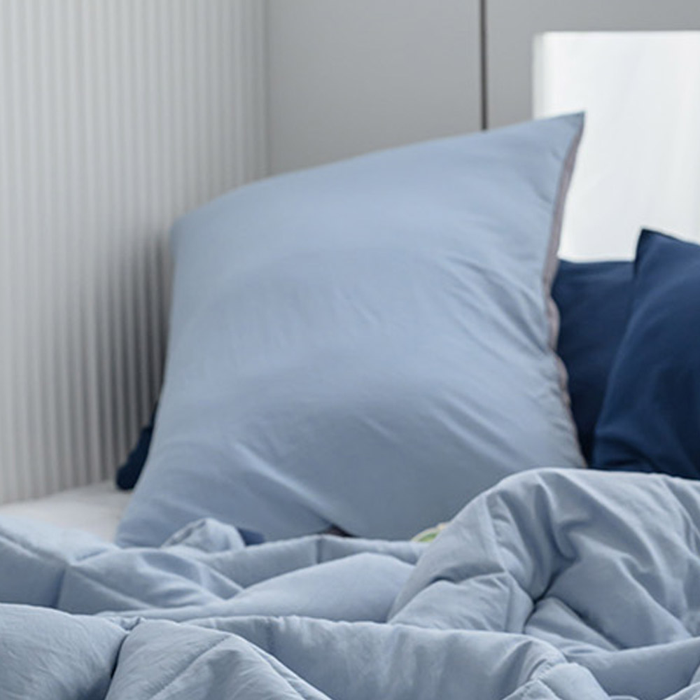 해피니 베개커버 데일리 리버서블2 간절기 베개 50x70 (블루) (베개솜 별매)