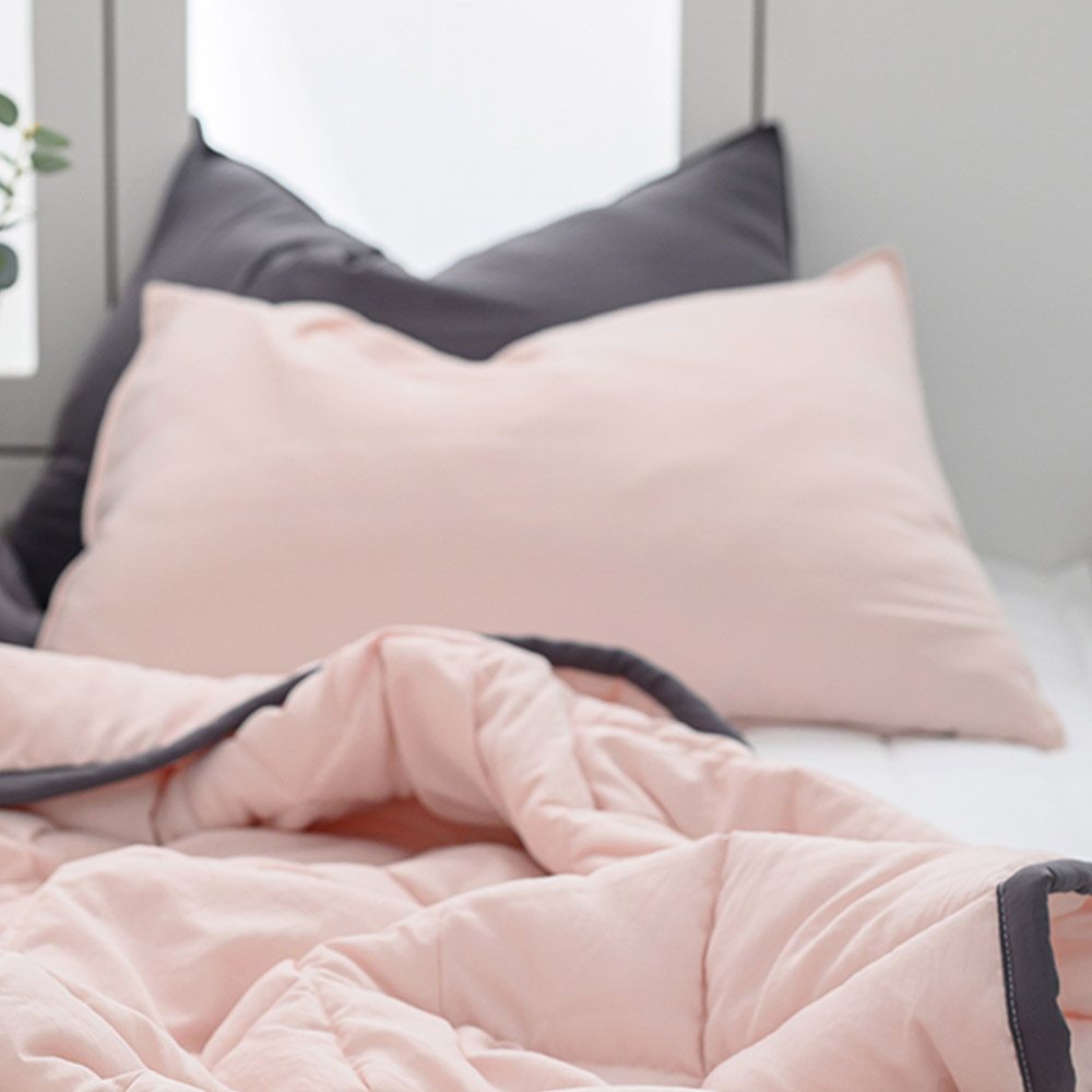 해피니 베개커버 데일리 리버서블2 간절기 베개 50x70 (핑크) (베개솜 별매)