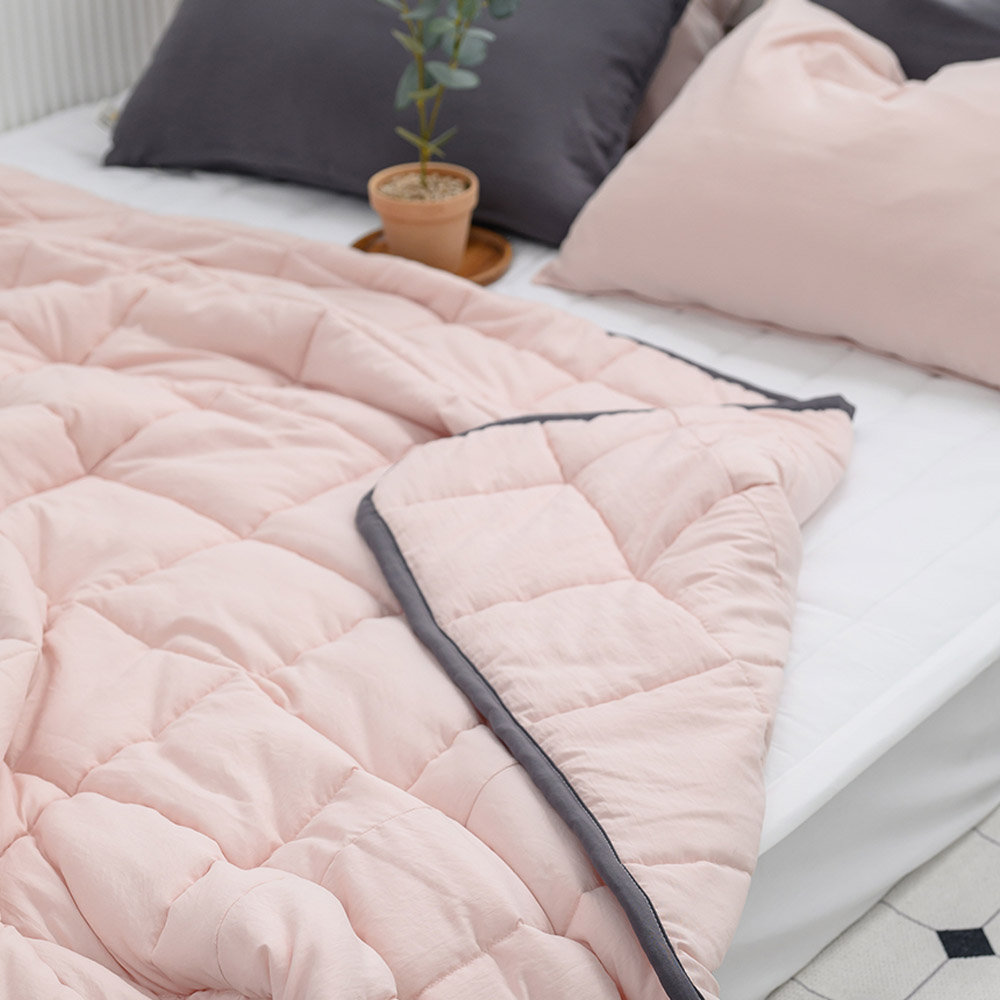 해피니 이불베개세트 데일리 리버서블2 간절기 이불 베개커버 세트 슈퍼싱글 SS (핑크) (베개솜 별매)