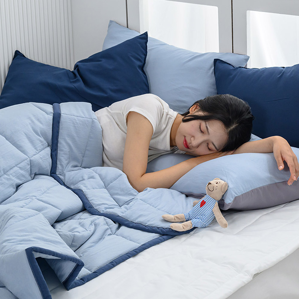 해피니 이불패드세트 데일리 리버서블2 간절기 이불 슈퍼싱글 SS (블루) 브로이 패드 (화이트)