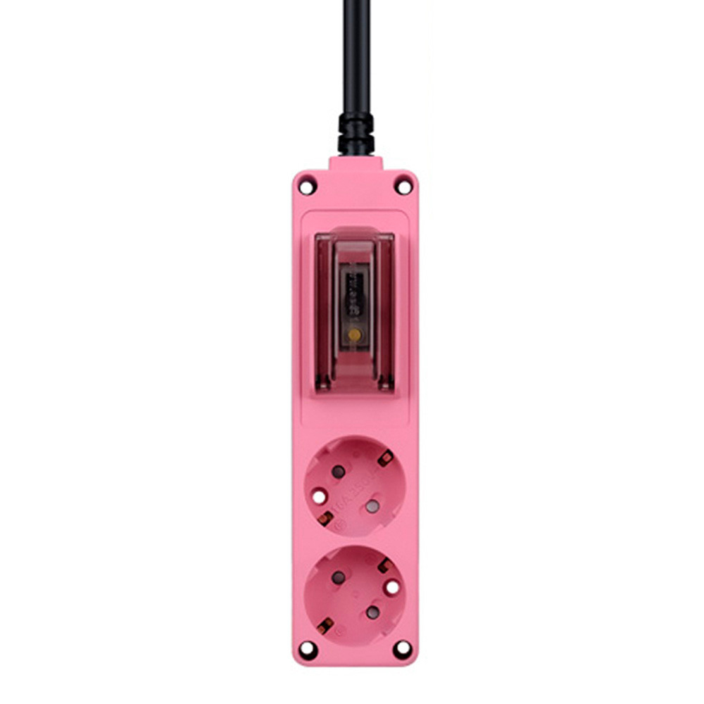 현대일렉트릭 멀티탭 오브제 고용량 누전차단 멀티코드 콘센트 2구 1.5M (핑크)
