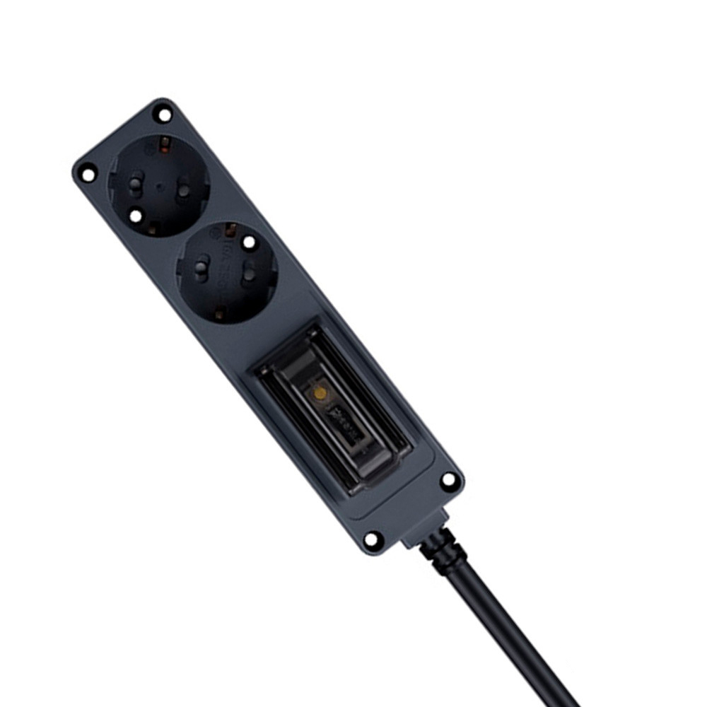 현대일렉트릭 멀티탭 오브제 고용량 누전차단 멀티코드 콘센트 2구 3M (다크그레이)