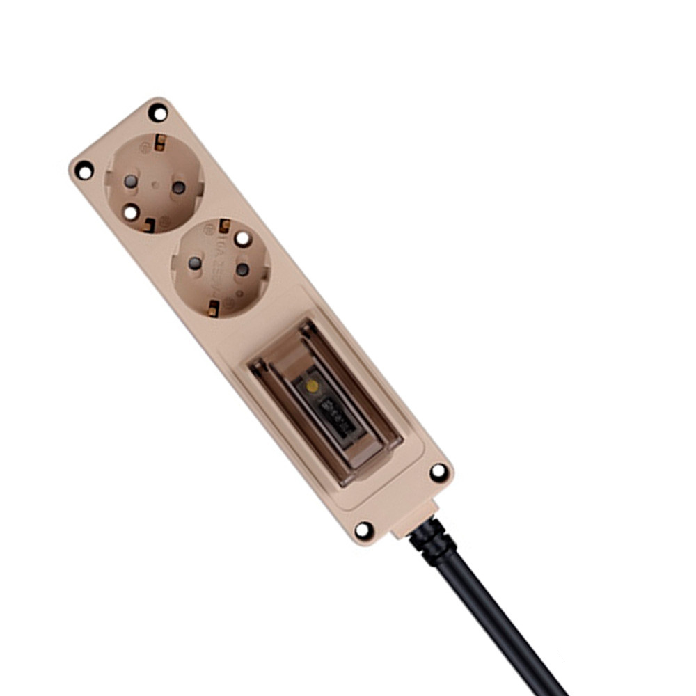 현대일렉트릭 멀티탭 오브제 고용량 누전차단 멀티코드 콘센트 2구 3M (베이지)