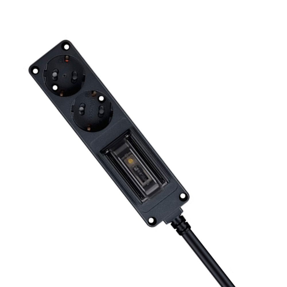 현대일렉트릭 멀티탭 오브제 고용량 누전차단 멀티코드 콘센트 2구 3M (블랙)