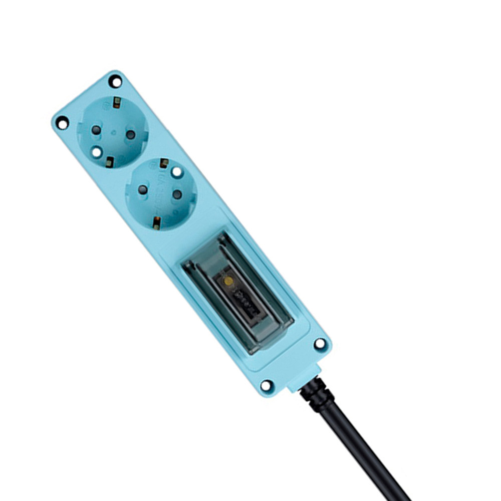 현대일렉트릭 멀티탭 오브제 고용량 누전차단 멀티코드 콘센트 2구 3M (스카이블루)